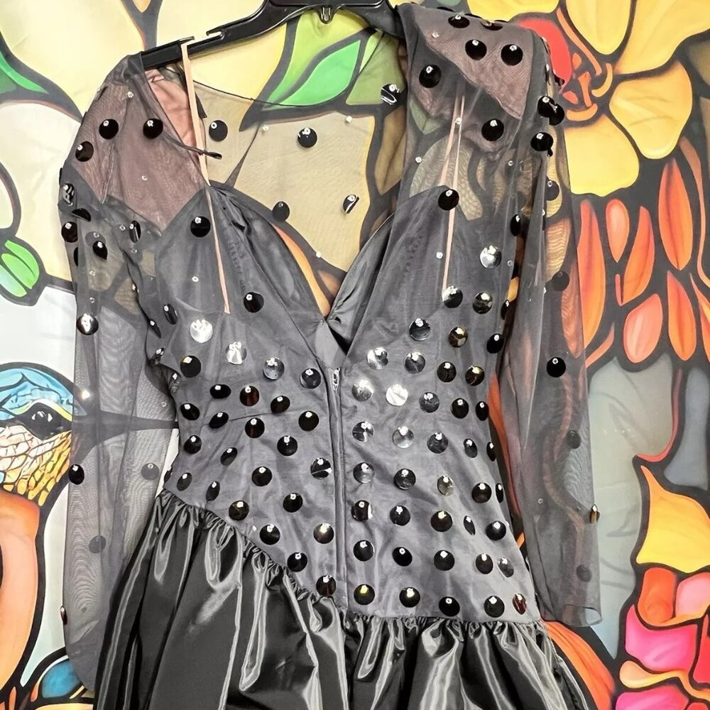 Cache Black Vintage Party/Cocktail Dress Sheer Small